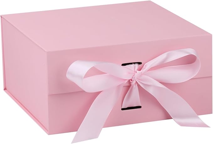 OEMVALATY Pink Gift Box,6x6x3 Inches Gift Boxes with Lids for Presents with Magnetic Closure and Ribbon for Wedding,Storage,Birthday