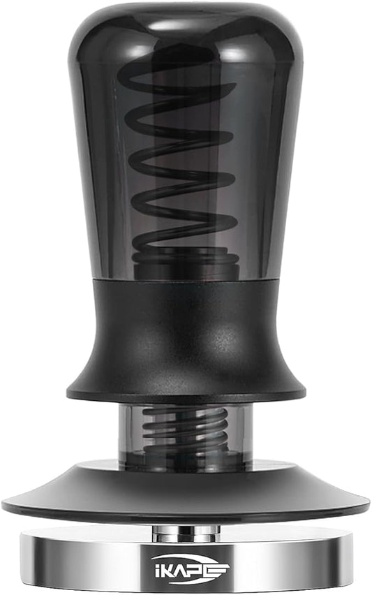 IKAPE 53mm Semi-Transparent Coffee Tamper for Espresso, Spring Calibrated with Threaded Premium Stainless Steel Base, Suitable for 54mm Breville Bottomless Portafilters(New Upgrade)