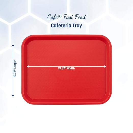 Carlisle FoodService Products CT101405 Cafe Standard Plastic Cafeteria/Fast Food Tray, NSF Certified, BPA Free, 14" Length x 10" Width, Red (Pack of 24)