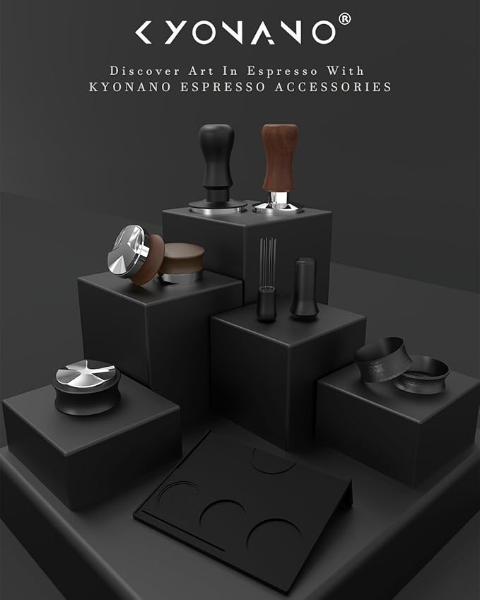 KYONANO Espresso Coffee Tamper 51mm - Espresso Press Tamper- Espresso Hand Tamper with Stainless Steel Base and Scented Rosewood Handle - Compatible with 51mm Delonghi Bottomless Portafilter