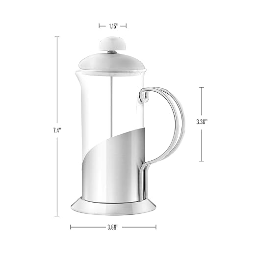 OVENTE French Press Coffee Maker 12 Ounce, 4 Level Stainless Steel Filter System & Heat Resistant Borosilicate Glass, Scoop included, Silver FSL12S