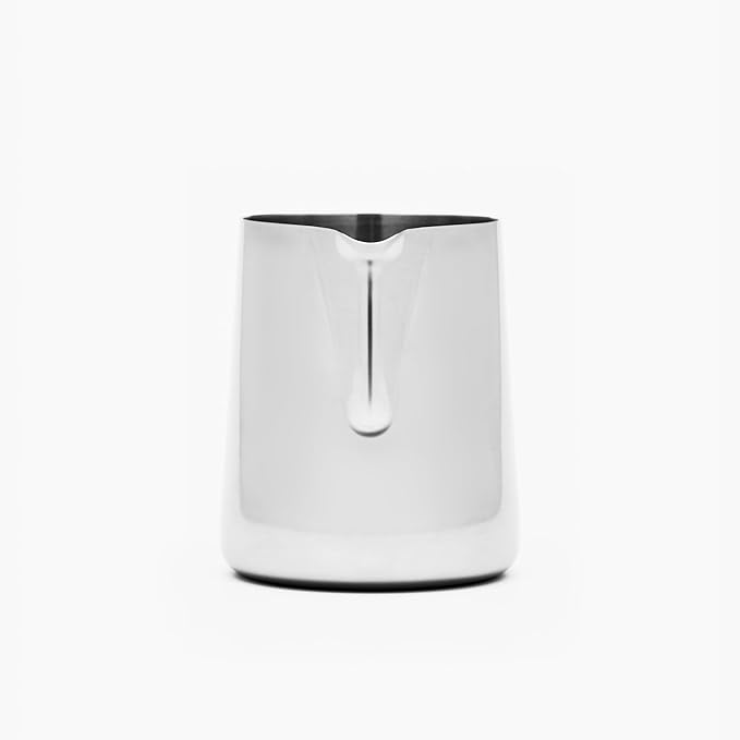 Barista Hustle Milk Pitcher – 400ml Polished Stainless Steel, Precision Spout & Handle Alignment, Internal Measurement Markings, Premium 304 Stainless Steel Milk Steaming Pitcher for Latte Art