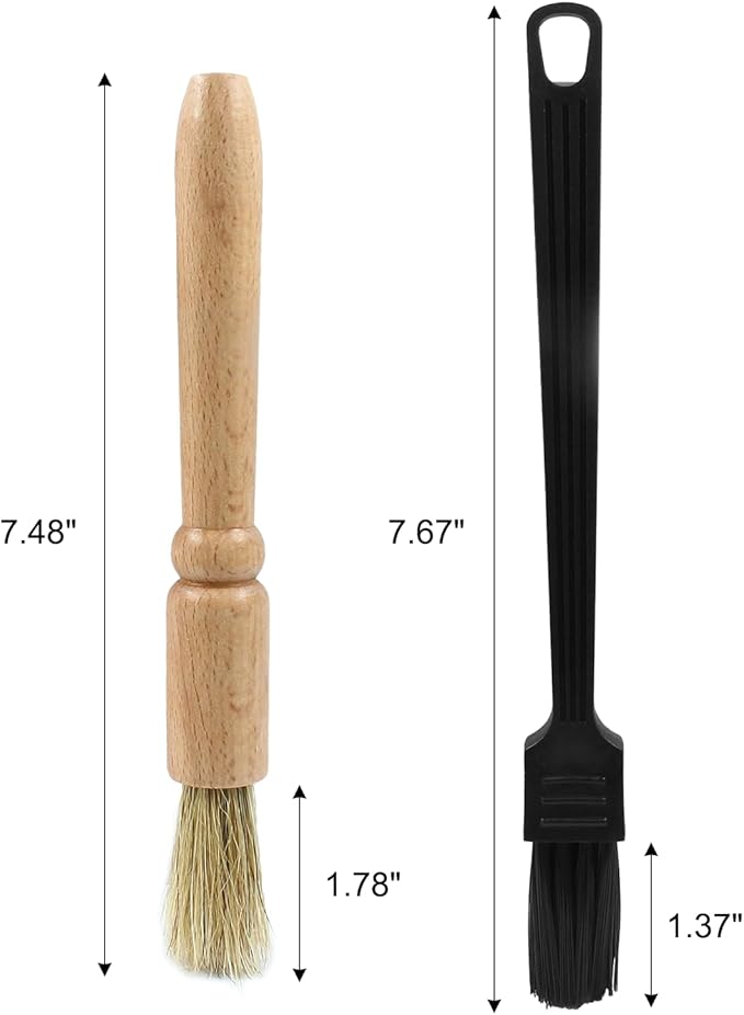 Coffee Grinder & Espresso Machine Cleaning Brush Set | Wood Handle + Nylon | 2 Pack | Barista Brush