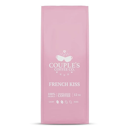Couple’s Coffee Flavored Ground Coffee | French Vanilla Flavored Coffee | Gives Back to Military Families | French Kiss | Made with 100% Arabica Beans | 12oz