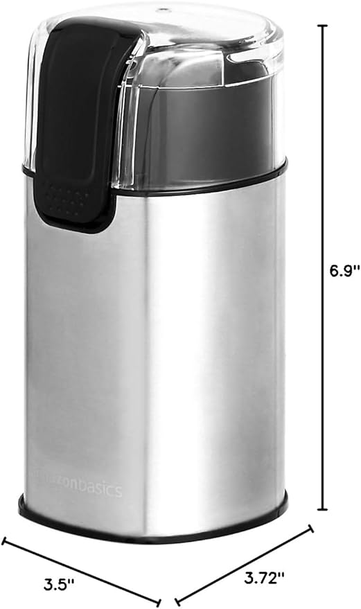 Amazon Basics Fast Electric Coffee Grinder for Home Use, Easy to Use Coffee Bean and Spice Grinder with Heavy-Duty Stainless Steel Grind Blades