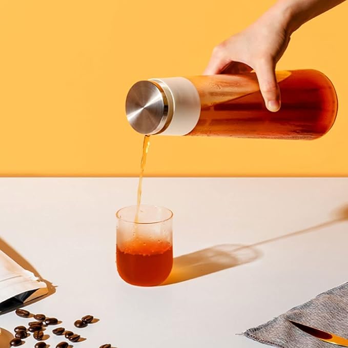 Beverage Equipment Airtight Cold Brew Iced Coffee Maker，Cone Borosilicate Glass Tea Maker，400ML Fruit Teapot with PP Material 300 Mesh Filter Siphon Coffee Maker