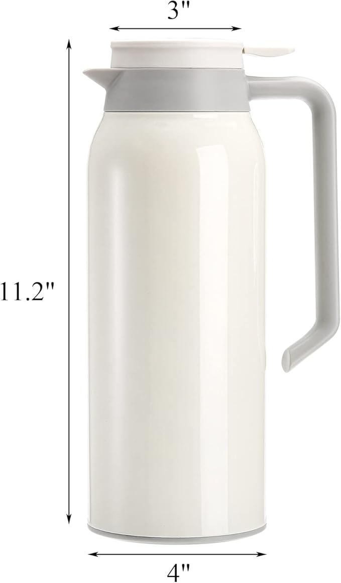 Hacaroa 50 Oz (1.5L) Stainless Steel Thermal Carafe, Double Walled Vacuum Coffee Carafe, Heat Retention Dispenser Insulated Water Pitcher for Home, Office, Outdoor and Restaurant Use
