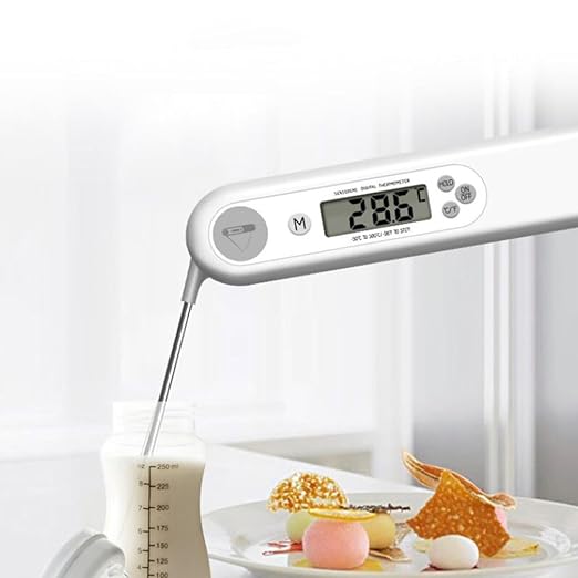 DIYEAH Digital BBQ Meat Thermometer with Foldable Probe, Waterproof Kitchen Food Thermometer with Backlight for Grilling and Cooking