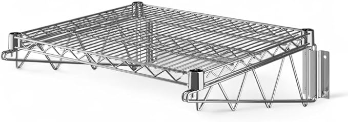 18" x 24" Chrome Wall-Mounted Wire Shelf with Epoxy Coating, Heavy-Duty Steel Storage Rack, NSF Certified, Easy Installation, Open Wire Design for Kitchen, Garage, or Utility Storage