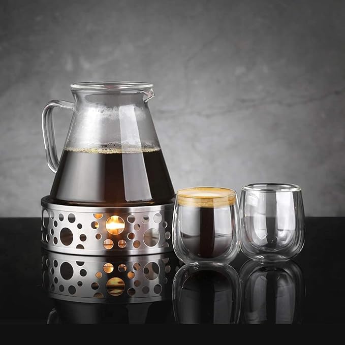 glastal Espresso Cups 4 oz Double Walled Glasses Coffee Mugs Set of 2, Clear Glass Coffee Cups Insulated Espresso Mug 120 ml (full capacity) Borosilicate Double Wall Glass Cup, German Quality
