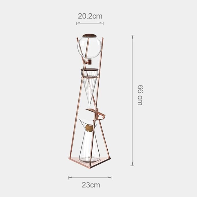 Iced Coffee Maker, Cold Brew Drip Tower, 800ml Glass Coffee Pot, with Stainless Steel Stand, Adjustable Speed Dripper, Hand-Flushed Dripper Coffee, Makes 6-8 Cups Coffee