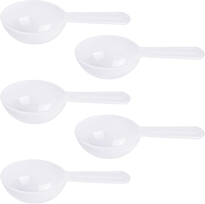 AUEAR, 5 Pack White Tablespoon Coffee Scoop Plastic Measuring for Fruit Powder Seed Spices