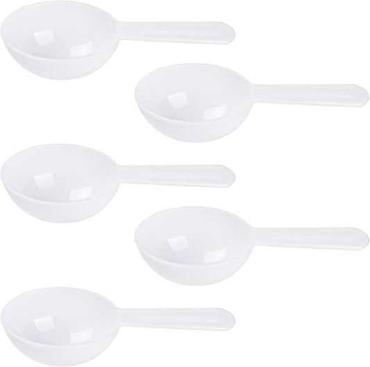 AUEAR, 5 Pack White Tablespoon Coffee Scoop Plastic Measuring for Fruit Powder Seed Spices