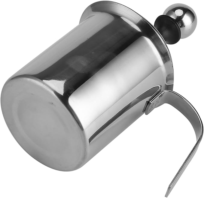 Handheld Milk Frother Pitcher, Manual Milk Fr Stainless Sel Stainless Steel Manual Foamer, Milk Fr Manual For Milk Coffee Milk Creamer Frother Cappuccino Coffee Foam Pitcher With Handle And Lid For