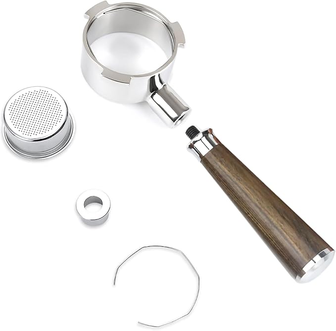51mm Bottomless Portafilter 3 Ears, Davonpha Professional Espresso Portafilter 51mm compatible with De-longhi EC680, EC685 & EC885 Espresso Machine, Stainless Steel Basket and Black Rosewood Handle