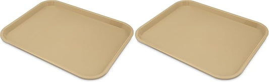 Carlisle FoodService Products Cafe Plastic Fast Food Tray, 14" x 18", Beige (Pack of 2)