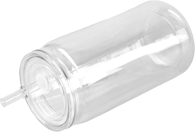 SEUNMUK 10 Pack 16 oz Snow Globe Cups, Pre Drilled Double Wall Cup with Rubber Stopper Plastic Lid and Straws, Clear Snowglobe Cups for Snow Globe Glitter DIY