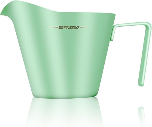 IKAPE Espresso Measuring Cup, 304 Anti-scald Stainless Steel Espresso Shot Cups with Handle, Coffee Pouring Cup for Barista Tool Accessories(Light Green)