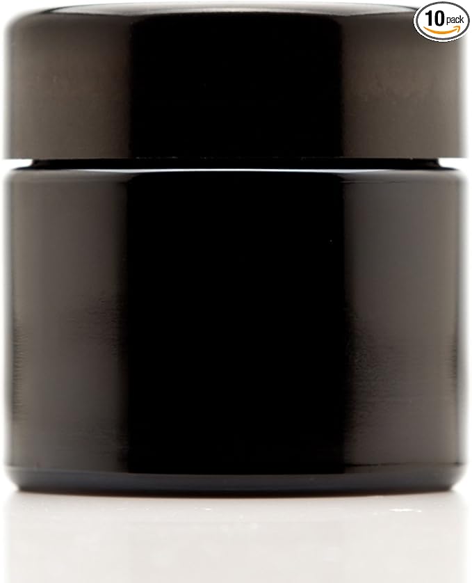 Infinity Jars Classic Black Glass Jar 100 ml (3.3 fl oz) Ultraviolet Airtight Smell Proof, Refillable Screw Top Container for Long-Term Storage of Coffee, Spices, Tea, Dried Goods, Kitchen Jar 10 Pack
