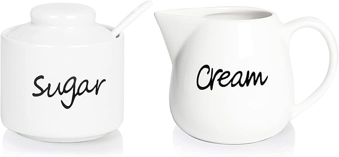 ONTUBE Porcelain Sugar and Creamer Set of 3,White