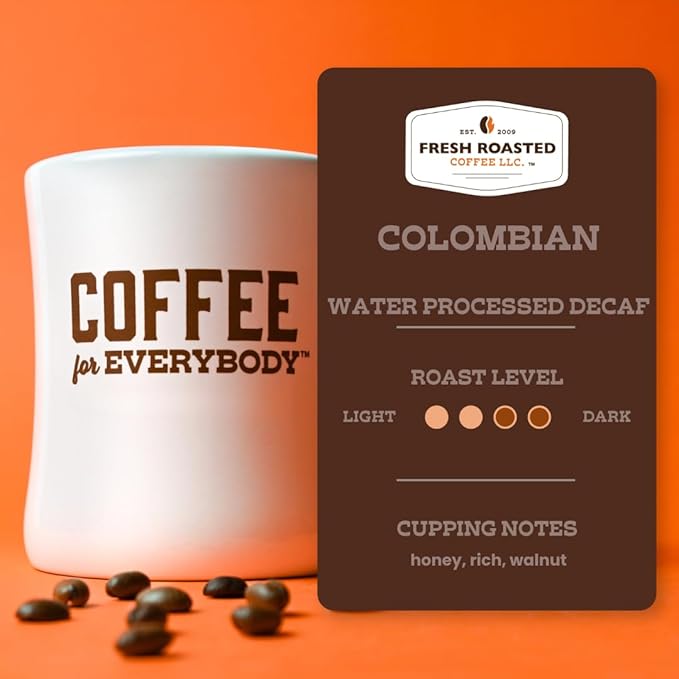 Fresh Roasted Coffee,100% Water-Process Decaf Colombian, 5 lb (80 oz), Medium Roast, Kosher, Whole Bean