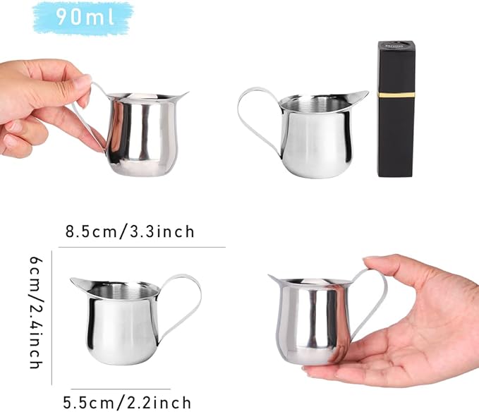 Rolin Roly 90ML Milk Frothing Pitcher Stainless Steel Small Bell-Shaped Creamer Coffee Jug for Barista Cappuccino Espresso Cups Latte Art Pitcher