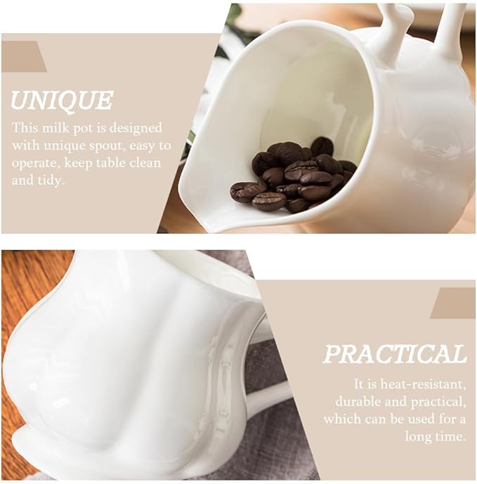 Ceramic Milk Pot 8Oz Heat-Resistant Creamer Pitcher with Spout Practical Milk Cup for Coffee Tea Sauce and Juice Serving