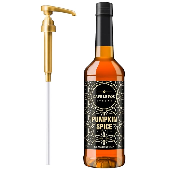 NEW Café Le Rou Pumpkin Spice Classic Syrup - 25.4 oz, 1 Pack with 1 Gold Pump Dispensers 25.4 Fl Oz (Pack of 1)