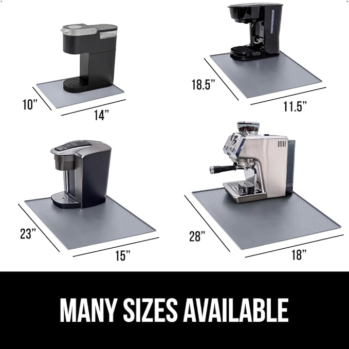 GORILLA GRIP Silicone Coffee Mat, 15x23, Espresso Machine Bar Accessories, Keep Kitchen Counters Clean, Stays in Place, Waterproof and Heat Resistant Dish Drying Mats, Home Decor Essentials, Gray