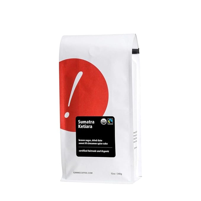 Sumatra Ketiara - Certified Fairtrade, Organic - Roasted by Gimme! Coffee - Whole Bean Coffee - 2 Pound Bag
