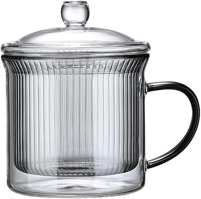 10OZ Double Walled Coffee Mugs Glass with Lid Handles,Cups for Latte,Hot Tea,Cappuccino, Mocha,Cocoa,Hot & Cold Beverages Glasses Heat Resistant Coffee Cups