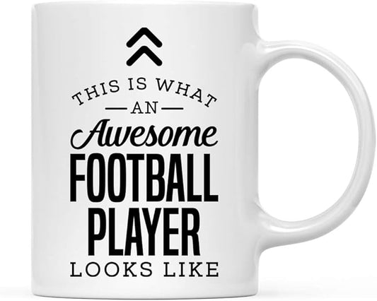 Andaz Press 11oz. Ceramic Coffee Tea Mug Thank You Gift, This is What an Awesome Football Player Looks Like, 1-Pack, Birthday Christmas Gift Ideas Coworker Him Her, Includes Gift Box