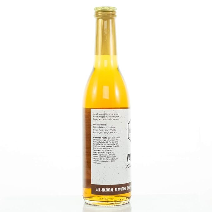 Bee in Your Bonnet Premium Flavoring Syrup - Made with Real Honey & Natural Ingredients - Perfect for Coffee Flavoring, Cocktails & Drinks - Vanilla Bean Flavoring - 12 Ounce Bottle