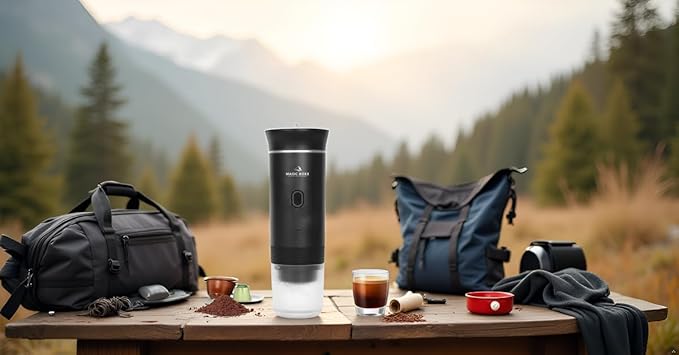 Magic Boxx Portable Electric Coffee Maker with USB-C | Compatible with Capsules and Ground Coffee | Ideal for Car, Office, Travel, and Camping