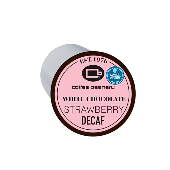 White Chocolate Strawberry Decaf Coffee Pods by Coffee Beanery | 48ct Bulk Medium Roast Arbica Coffee