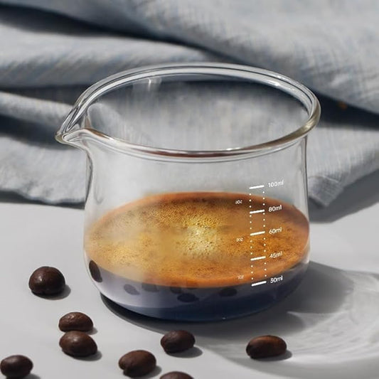 Espresso Cups, 100ML/3OZ Espresso Cups, Espresso Shot Glasses with V-Shaped Mouth, Clear Accessories, Milk Frothing Pitcher (1pcs)