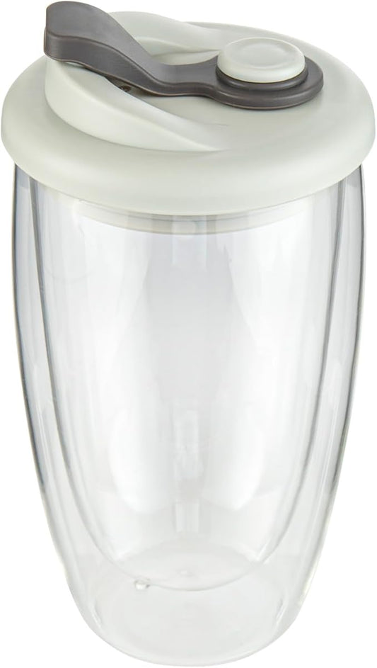 Restaurantware - Forma Professional 15.2 Ounce Insulated Travel Mug With Lid, 1 Double Wall Coffee Mug - Includes Lid, Reusable, Clear Borosilicate Glass Tumbler, Dishwashable, Microwavable