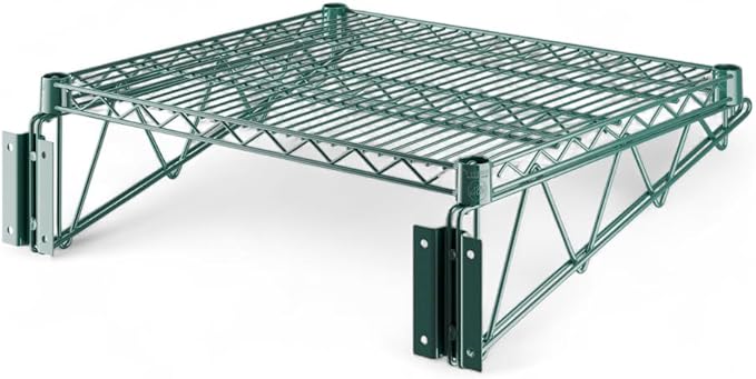 24" x 24" Green Wall-Mounted Wire Shelf with Epoxy Coating, Heavy-Duty Steel Storage Rack, NSF Certified, Easy Installation, Open Wire Design for Kitchen, Garage, or Utility Storage