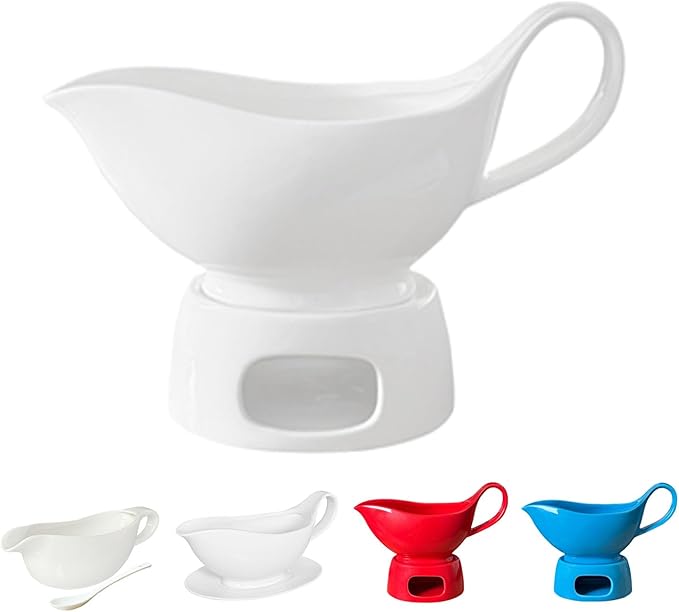 Large White Gravy Boat, 20oz hot sauce, salad dressing, milk, microwave and refrigerator safety