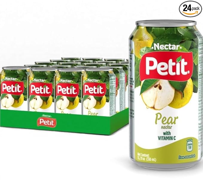 Petit Pear Nectar, 330 ml Cans (Pack of 24) – Refreshing Tropical Fruit Juice Beverage