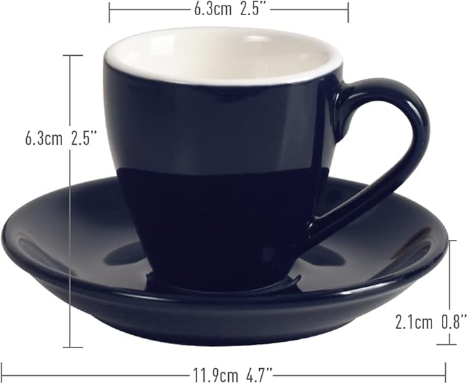 ionEgg Porcelain Espresso Cup with Saucer, Espresso shot Cup, 80ml/2.7Oz, Deep Blue