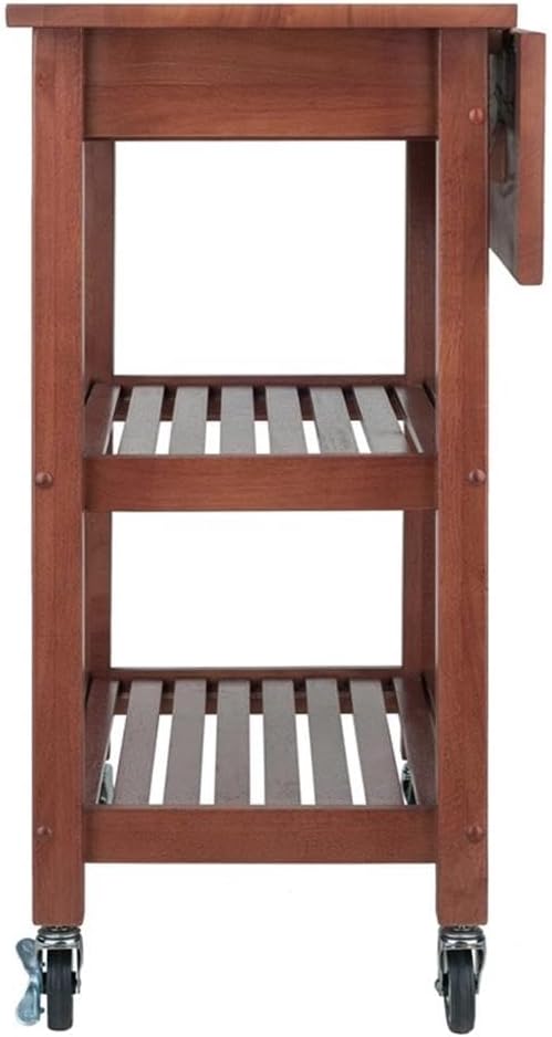 BOWERY HILL Transitional Solid Wood Kitchen Cart in Walnut Finish