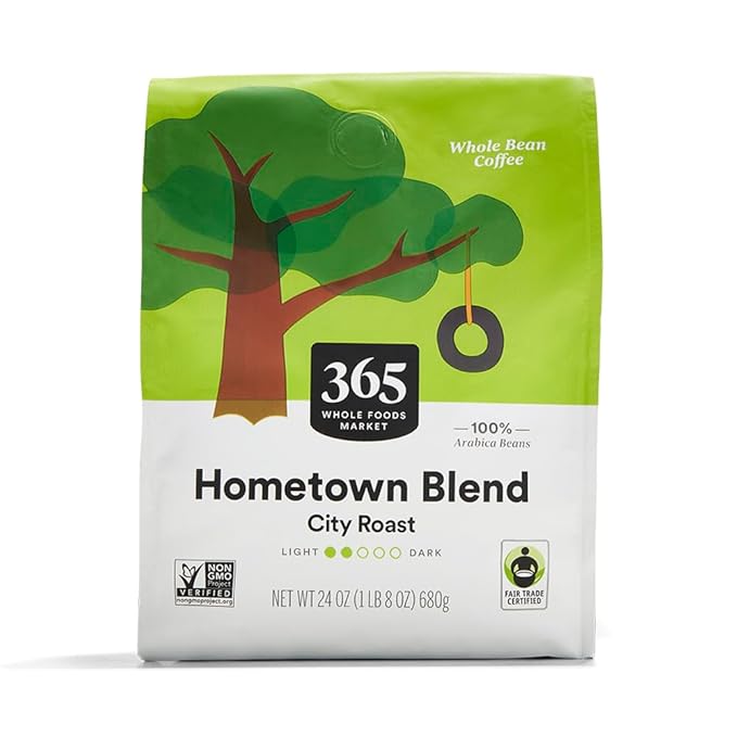 365 by Whole Foods Market, Hometown Blend Whole Bean Coffee, Medium-Light Roast, 24 Ounce