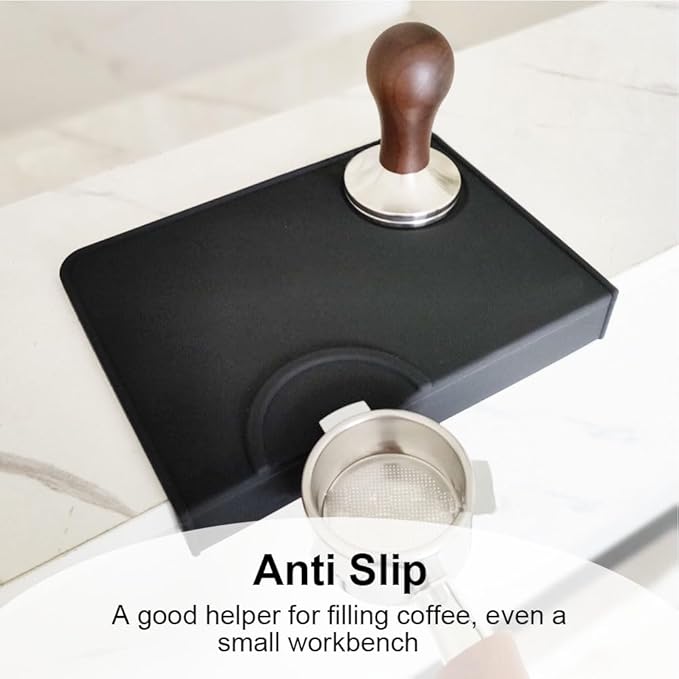 Espresso Tamper Mat,Non Slip Silicone Coffee Tamping Mat with Edge Protection,Reusable Countertop Tamping Mat,Tamp Mat for Table Corner,Coffee Shop,Kitchen,Baking House,Tea Room