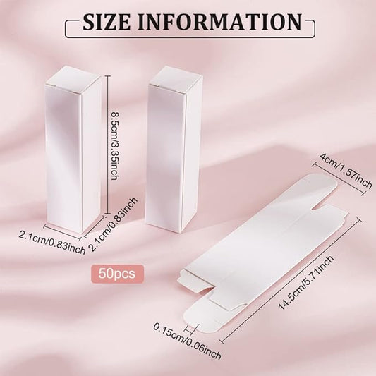BENECREAT 50 Pack White Lipstick Case 0.8x0.8x3.4 Inch Paper Essential Oil Packaging Box, Lip Gloss Packaging Box for Lipstick Bottle Packaging Gift Makeup Tube Storage