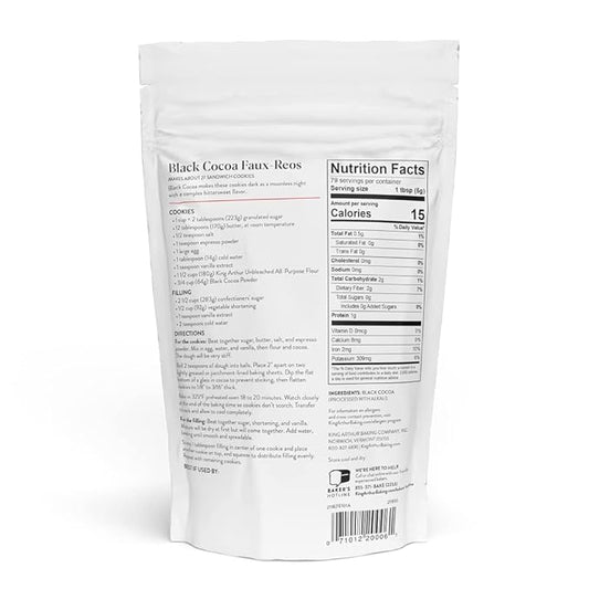 King Arthur Black Cocoa: Dutch Processed Cocoa Powder for Baking - Intense Dark Chocolate Flavor, Unsweetened, Perfect for Cakes, Cookies & Frosting - 14 oz Resealable Bag