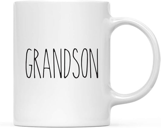 Andaz Press Simple Rustic Farmhouse Kitchen Decor 11oz. Ceramic Coffee Tea Mug Gift, Grandson, 1-Pack, Birthday Christmas Gift Ideas for Family, Friends
