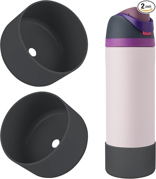 2PCS Silicone Water Bottle Boot, Compatible with Owala 24oz 32oz 40oz, Protective Anti-Scratch & Anti-Dent No Noise Sleeve Cover for FreeSip/Twist/Flip Water Bottles (Dark Blue, 24oz)