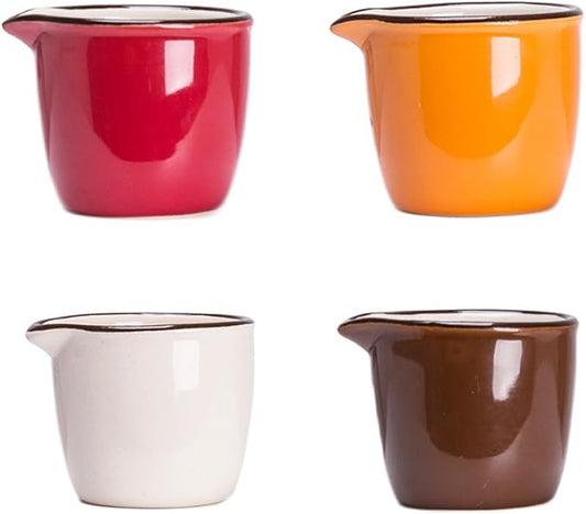CHOOLD Colorful Mini Ceramic Creamer and Serving Pitcher - Coffee Milk Jug for Kitchen - 4Pcs (Multiple Colors)