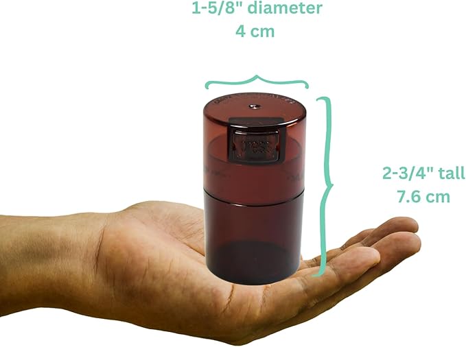 Vitavac - 5g to 20 grams Airtight Multi-Use Vacuum Seal Portable Storage Container for Dry Goods, Food, and Herbs - Coffee Tint
